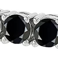 3.5 Millimeter Round Onyx Bracelet in Sterling Silver