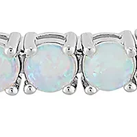 Sterling Silver 3 Millimeter Lab Created Opal Bracelet