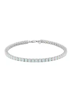 Sterling Silver 3 Millimeter Lab Created Opal Bracelet