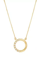 Lab Grown 1/4 ct. t.w. Diamond Circle Pendant with 18" Box Chain and Stud Earrings Set in Gold Over Sterling Silver