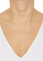 Lab Grown 1/4 ct. t.w. Diamond Circle Pendant with 18" Box Chain and Stud Earrings Set in Gold Over Sterling Silver