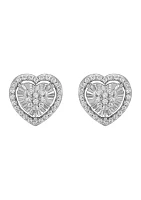 1/2 ct. t.w. Diamond Heart Earrings and Pendant with 18" Cable Chain Set in Sterling Silver