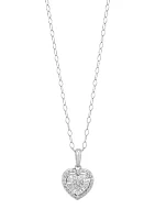 1/2 ct. t.w. Diamond Heart Earrings and Pendant with 18" Cable Chain Set in Sterling Silver