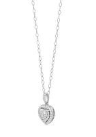 1/2 ct. t.w. Diamond Heart Earrings and Pendant with 18" Cable Chain Set in Sterling Silver