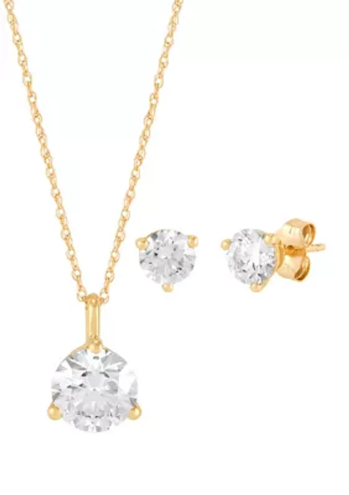 2.5 ct. t.w. Lab Grown Diamond Earrings and Pendant with 18" Rope Chain in 10K Yellow Gold