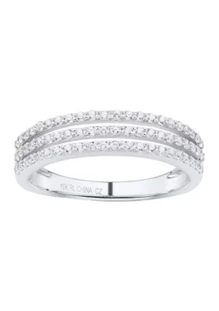 1/3 ct. t.w. Diamond Three Straight Band Ring 10K White Gold