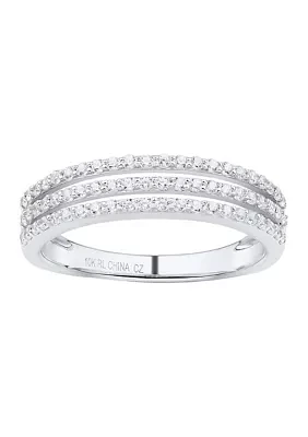 1/3 ct. t.w. Diamond Three Straight Band Ring 10K White Gold