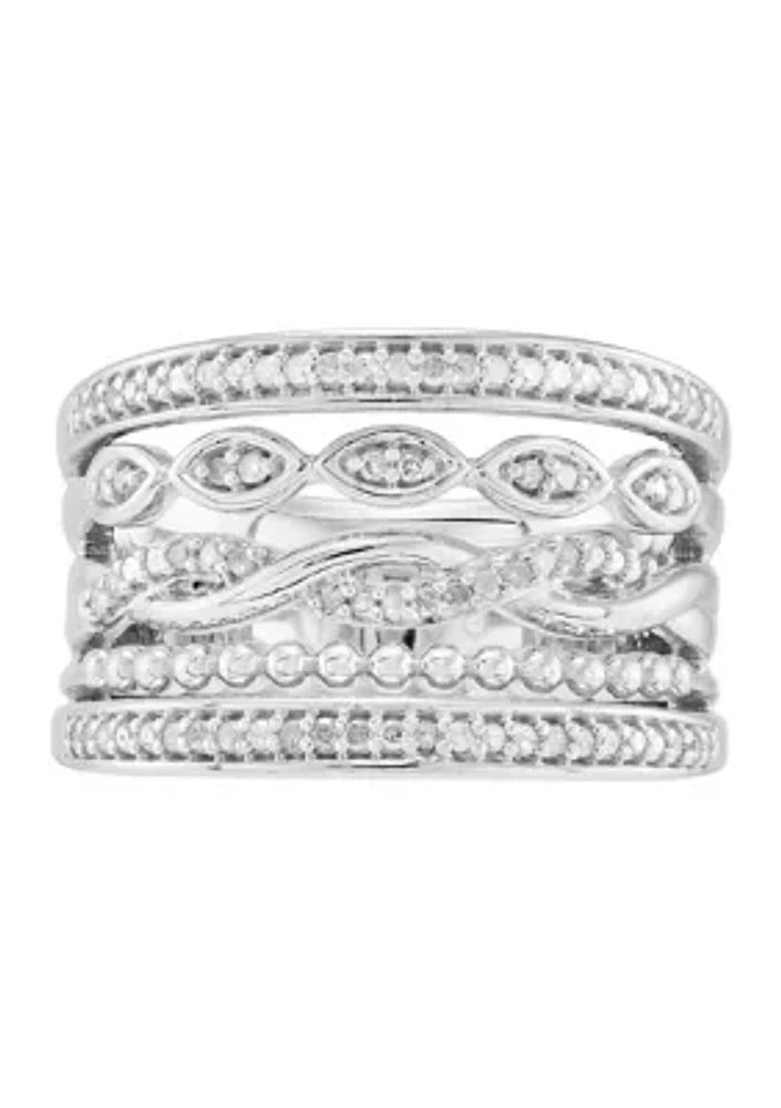 1/4 ct. t.w. Diamond Stack Ring in Sterling Silver