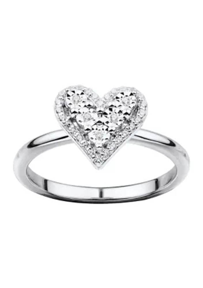 1/10 ct. t.w. Diamond Heart Ring in Sterling Silver