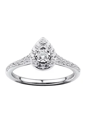 3/8 ct. t.w. Lab Created Pear Diamond Ring in Sterling Silver