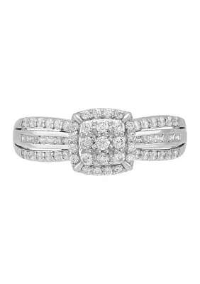 Lab Grown 1/2 ct. t.w. Lab Diamond Halo Ring in Sterling Silver