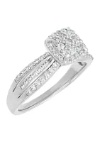 Lab Grown 1/2 ct. t.w. Lab Diamond Halo Ring in Sterling Silver