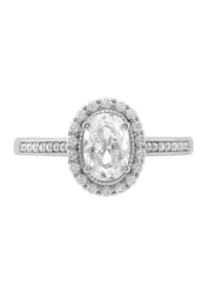 1 ct. t.w. Lab Grown Diamond Oval Halo Ring in 10K White Gold