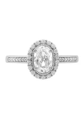 1 ct. t.w. Lab Grown Diamond Oval Halo Ring in 10K White Gold