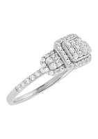 1/2 ct. t.w. Lab Grown Diamond Halo Ring in Sterling Silver