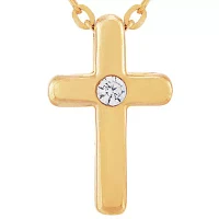 1/10 ct. t.w. Diamond Cross Pendant Necklace in 10K Yellow Gold