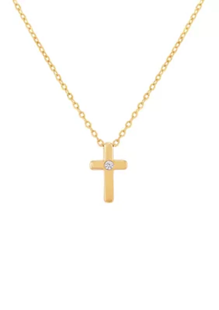 1/10 ct. t.w. Diamond Cross Pendant Necklace in 10K Yellow Gold