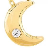 1/10 ct. t.w. Diamond Moon Pendant Necklace in 10K Yellow Gold 