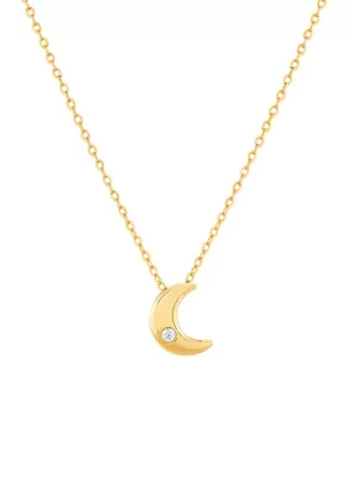 1/10 ct. t.w. Diamond Moon Pendant Necklace in 10K Yellow Gold 