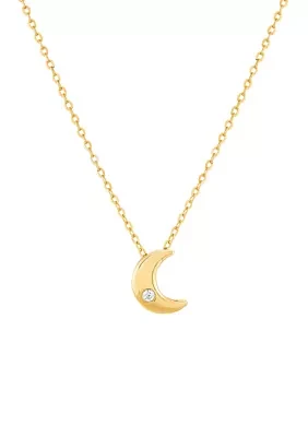 1/10 ct. t.w. Diamond Moon Pendant Necklace in 10K Yellow Gold 