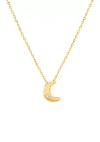 1/10 ct. t.w. Diamond Moon Pendant Necklace in 10K Yellow Gold 