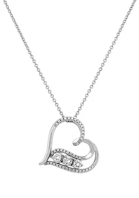 1/3 ct. t.w. Diamond Heart Pendant Necklace with 18" Cable Chain in 10K White Gold