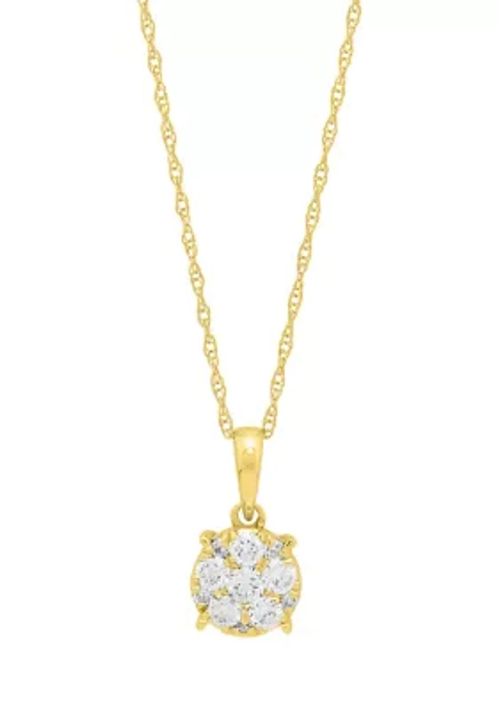 1/3 ct. t.w. Lab Created Diamond Round Drop Pendant Necklace with 18" Rope Chain in 10K Yellow Gold