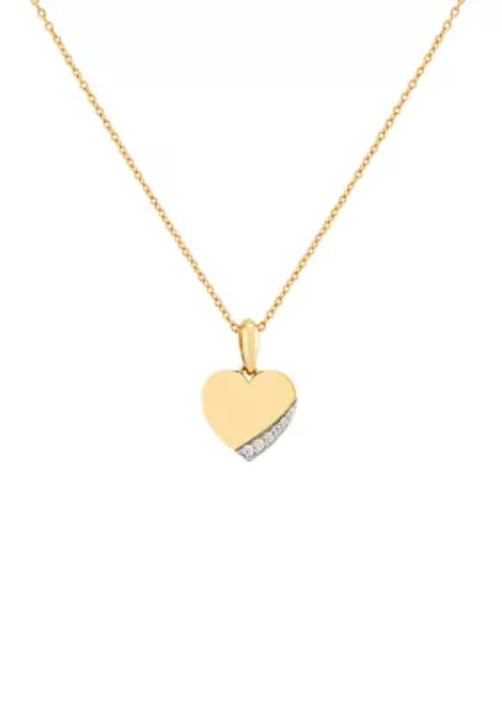  1/10 ct. t.w. Diamond Heart Pendant Necklace in 10K Yellow Gold 