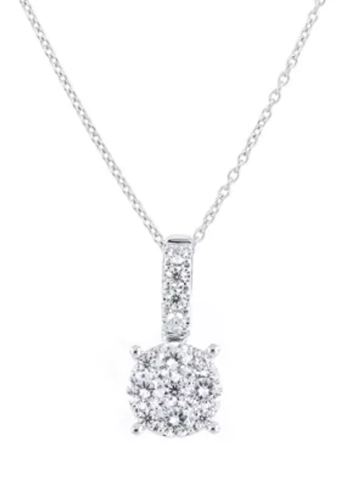 1/2 ct. t.w. Diamond Pendant Necklace with 18" Cable Chain in Sterling Silver