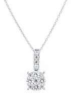 1/2 ct. t.w. Diamond Pendant Necklace with 18" Cable Chain in Sterling Silver