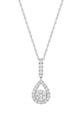 1/2 ct. t.w. Lab Created Diamond Drop Pendant Necklace with 18" Cable Chain in Sterling Silver