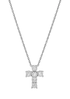 1/3 ct. t.w. Lab Created Diamond Cross Pendant Necklace with 18" Cable Chain in Sterling Silver