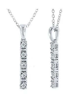 1/10 ct. t.w. Diamond Stick Pendant Necklace in Sterling Silver