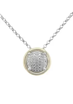 1/10 ct. t.w. Diamond Pendant with 20 Inch Rolo Chain in Sterling Silver and 14K Yellow Gold