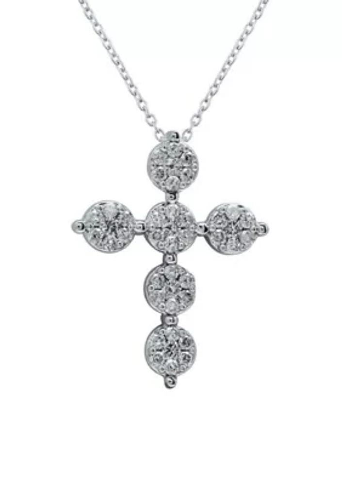 1/2 ct. t.w. Diamond Cross Necklace in 10K White Gold with 18" Cable Chain