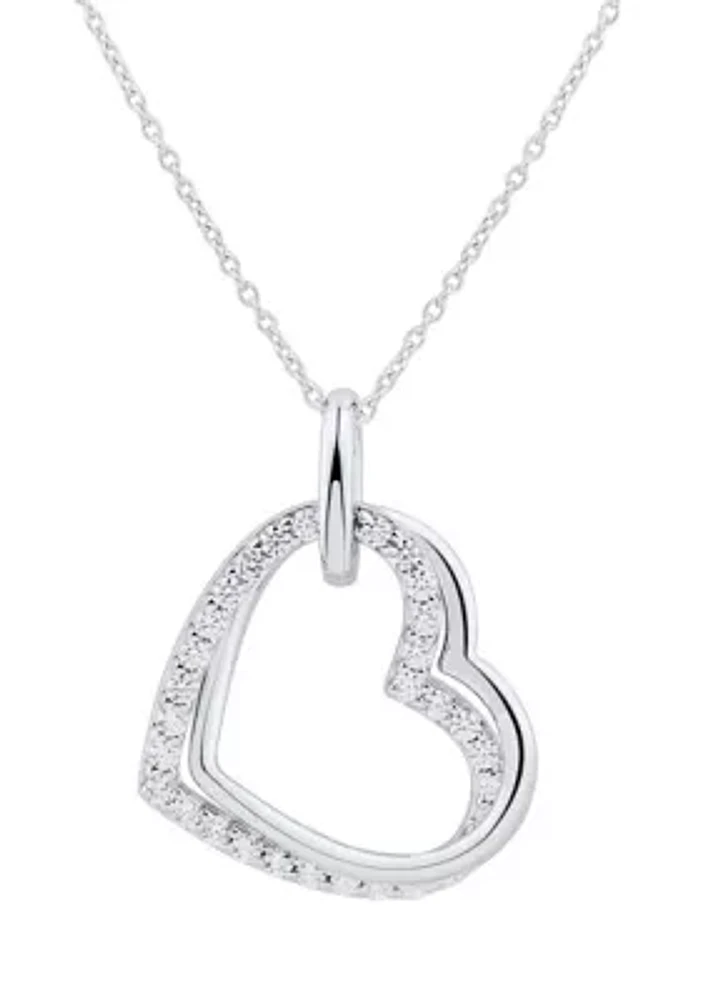 1/3 ct. t.w. Lab Created Heart Diamond Pendant Necklace with 18" Cable Chain in Sterling Silver