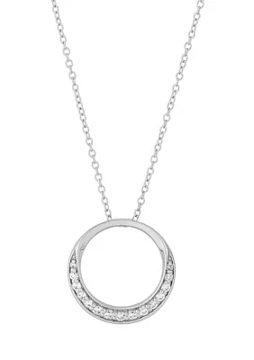 1/4 ct. t.w. Lab Created Diamond Circle Pendant Necklace with 18" Cable Chain in Sterling Silver