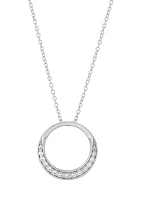 1/4 ct. t.w. Lab Created Diamond Circle Pendant Necklace with 18" Cable Chain in Sterling Silver