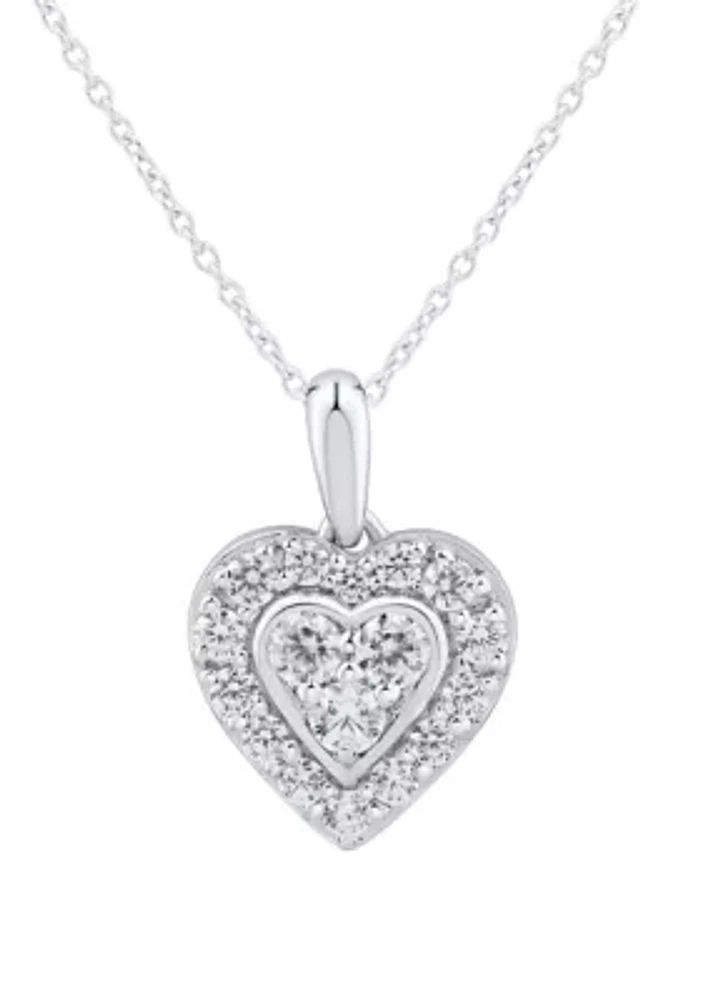 1/2 ct. t.w. Lab Grown Diamond Heart Necklace in Sterling Silver