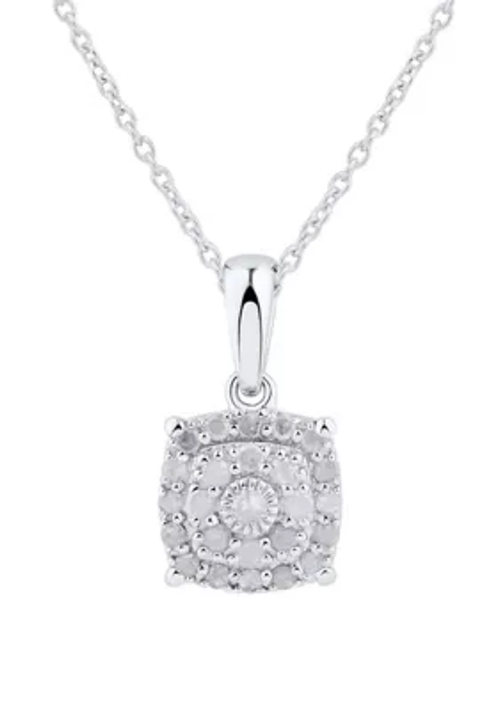 1/ ct. t.w. Diamond Necklace in Sterling Silver with 18" Cable Chain