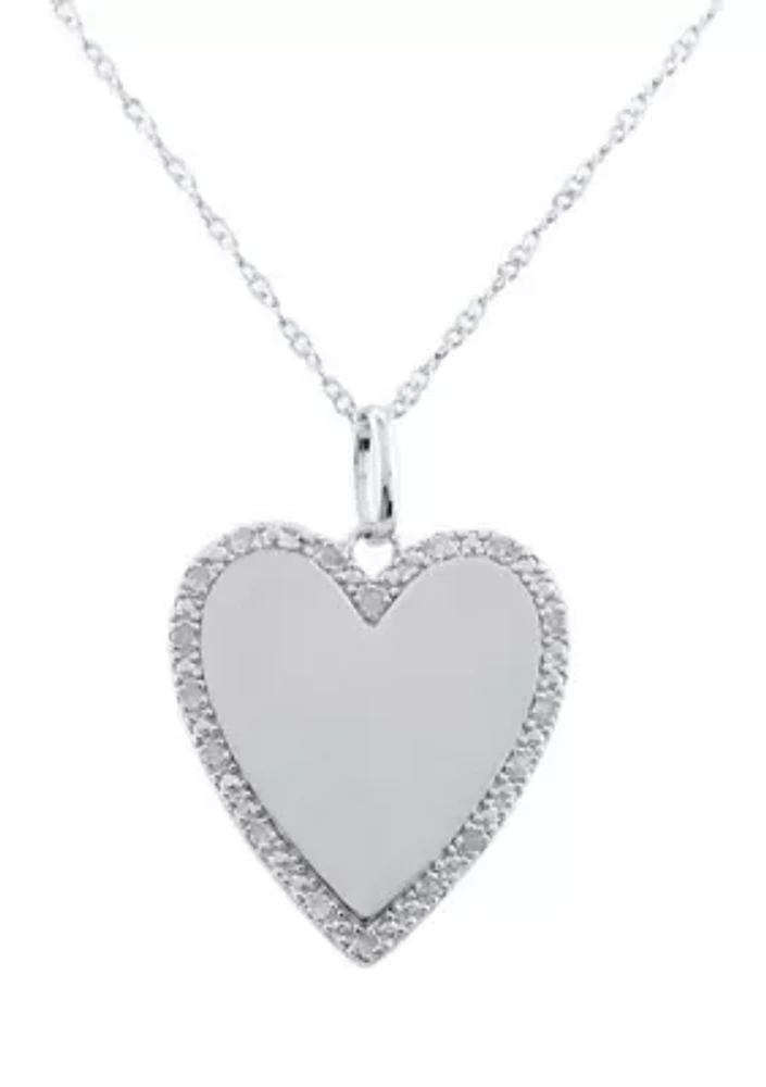 1/10 ct. t.w. Diamond Heart Necklace in Sterling Silver with 18" Singapore Chain