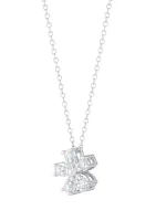 Lab Grown 1/3 ct. t.w. Diamond Flower Pendant with 18" Cable Chain in Sterling Silver