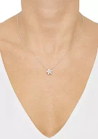 Lab Grown 1/3 ct. t.w. Diamond Flower Pendant with 18" Cable Chain in Sterling Silver