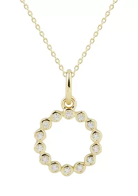 1/10 ct. t.w. Diamond Circle Pendant Necklace with 18" Small Link in 10K Yellow Gold