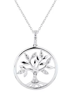 1/10 ct. t.w. Lab Grown Diamond Family Tree Pendant Necklace with 18'' Cable Chain in Sterling Silver