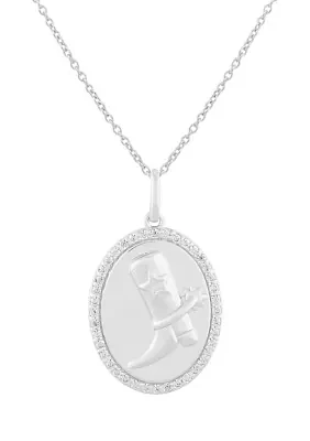 1/5 ct. t.w. Diamond Cowboy Pendant Necklace with 18" Cable Chain in Sterling Silver