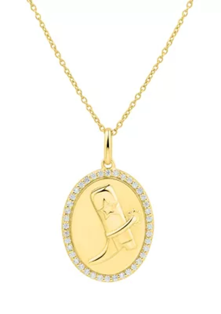 1/5 ct. t.w. Diamond Cowboy Pendant Necklace with 18" Cable Chain in Gold Plated Metal