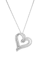 Lab Grown 1 ct. t.w. Diamond Heart Pendant Necklace with 18" Rope Chain in Sterling Silver