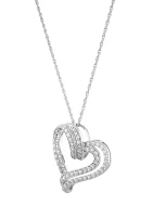 Lab Grown 1 ct. t.w. Diamond Heart Pendant Necklace with 18" Rope Chain in Sterling Silver