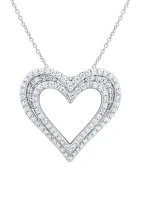 1 ct. t.w. Lab Grown Diamond Heart Pendant Necklace with 18" Cable Chain in Sterling Silver